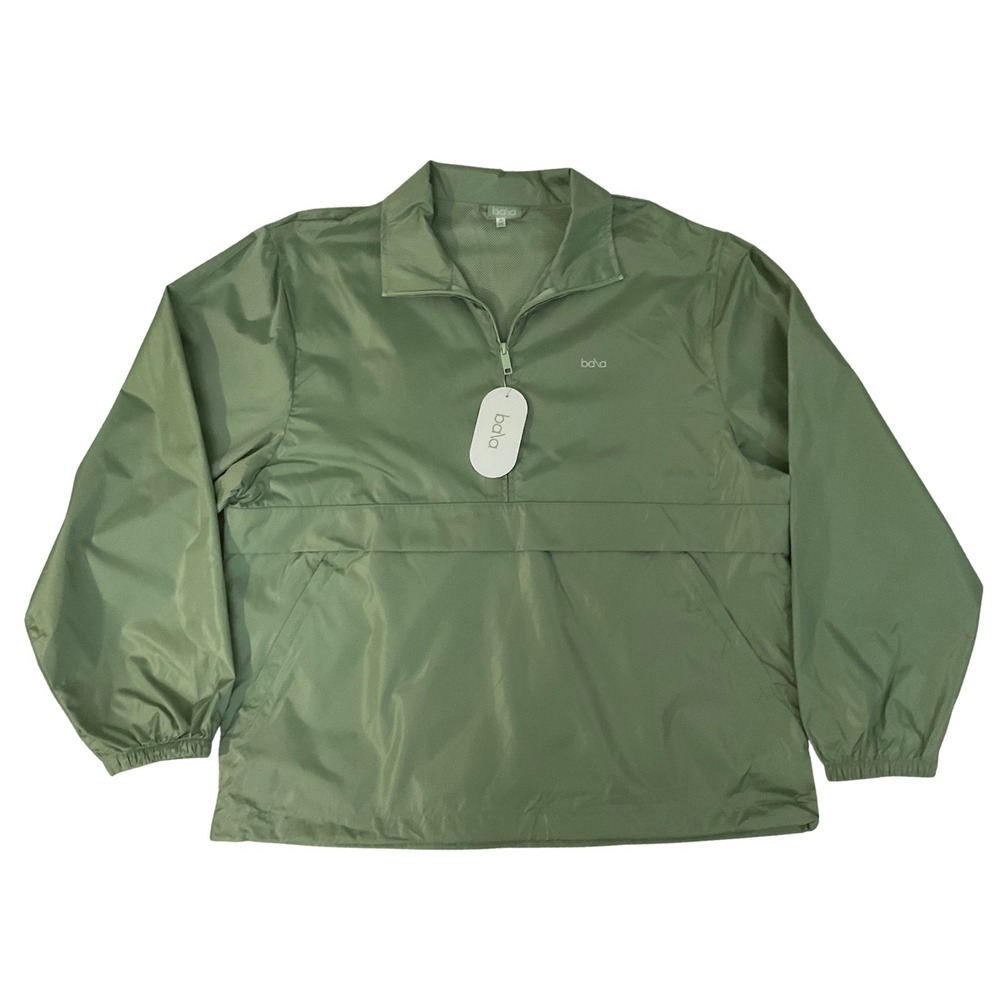 Bala Womens‎ Sage Green Half Zip Windbreaker Jacket Pullover Mesh Lined XL NWT